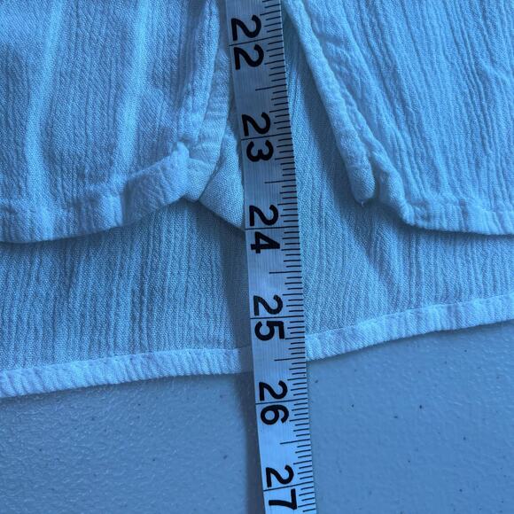 JACHS GIRLFRIEND White Peasant Blue Embroider Bodice V-neck Long Sleeve Top XS - Picture 12 of 13